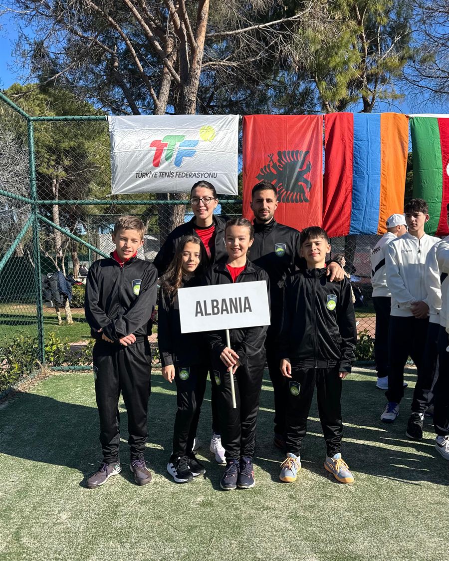 Team Albania at the opening ceremony of the Tennis Europe U14 Development Tournament
